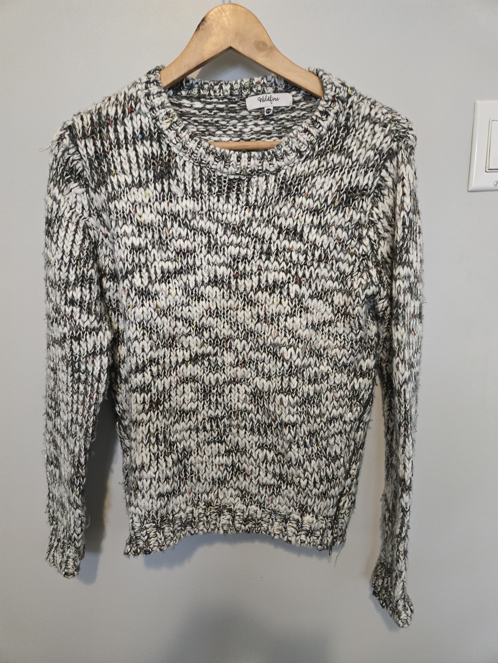 Wildflowers Marled Black and White Knit Oversized Sweater